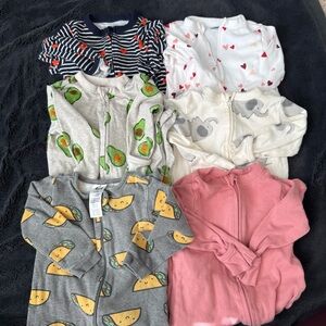 Old Navy Baby Girl - Size 3-6 Mo Footie zipper Onesie Bundle